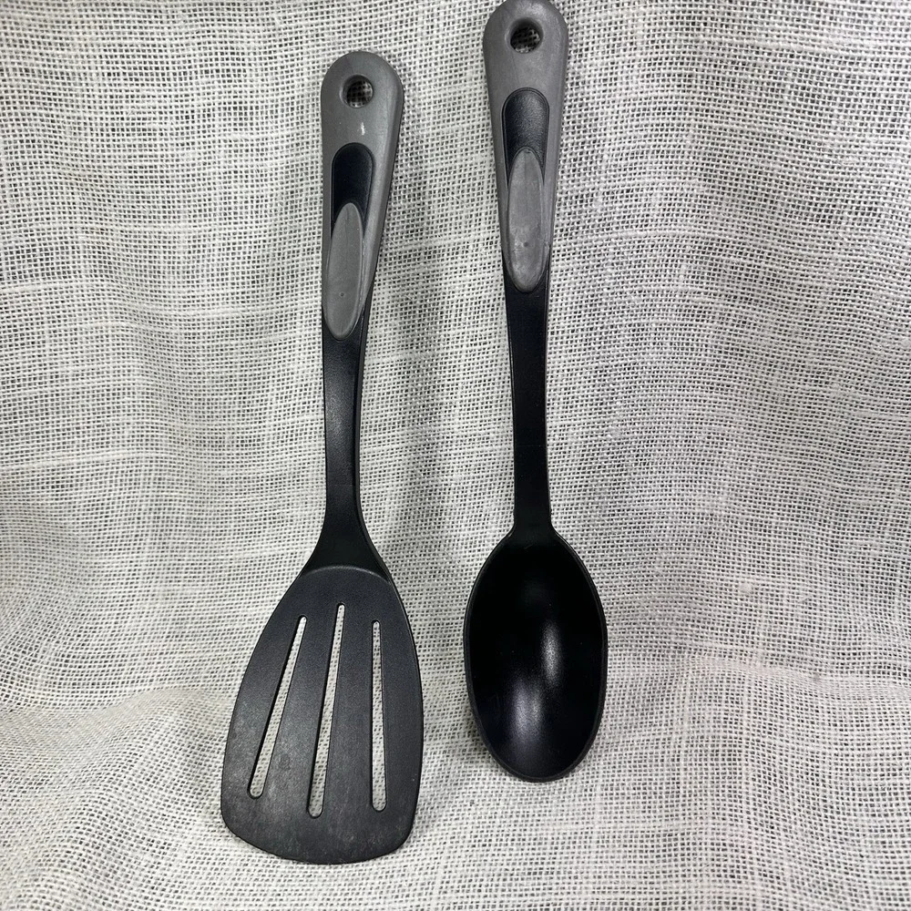 Tailor Made Products Nylon Spoon Slotted Spatula Black Heat Resistant 420F Set 2